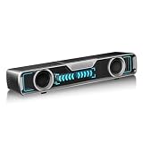 Computer Speakers for Desktop PC/Laptop/Monitor，Compact Wired USB Powered Bluetooth Desk Soundbar with Microphone for Home Office Gaming, 10W Speaker/RGB Lights/Crystal Stereo/Enhanced Bass