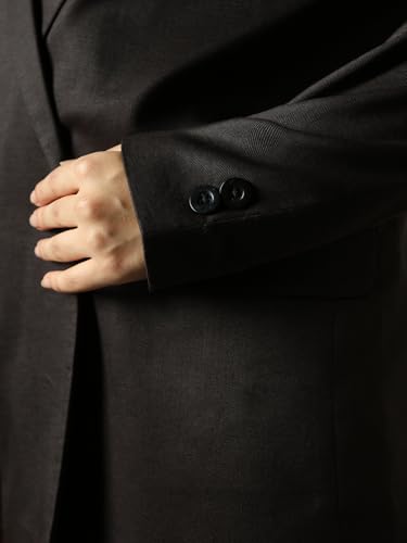 Image of High Star Women Solid Longline Length Oversized Notch Lapel Collar Full Sleeve Blazer