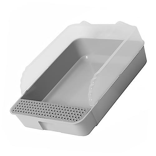 Toddmomy Cat Litter Box Semi Enclosed Toilet with Detachable for Easy Cleaning Spacious Design for Kittens and Cats Grey