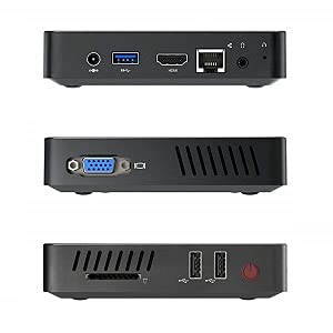 MINIS Forum Mini PC sans Ventilateur Celeron N4020 (jusqu'à 2,8 GHz) 4 Go DDR4 / 64 Go eMMC Mini Ordinateur Port HDMI et VGA 2,4/5,8 WiFi BT 3xUSB3.0, SSD M.2 2242 SSD