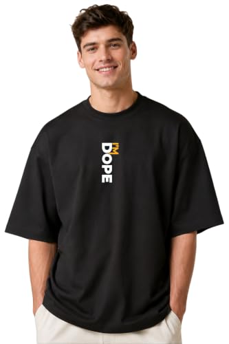 Image of URGEAR Men's Oversized Casual Stylished Printed Cotton Blended Round Neck T-Shirt