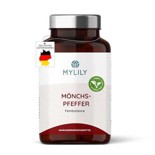 MYLILY® Mönchspfeffer | Maca & Mönchspfeffer Kapseln | Agnus Castus | Fem Mineralien | Mit Eisenkraut, Bockhornkleesamen & Vitamin B6 | Neues Design | Reicht für 1,5 Monate