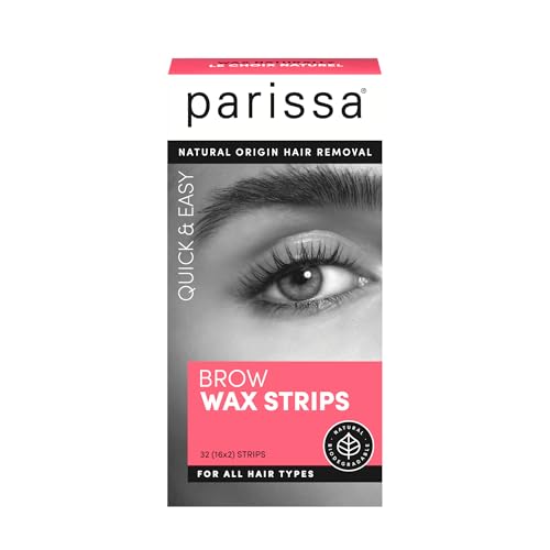Parissa Natural Eyebrow Wax Strips | Brow Wax Kit for Eyebrows Edges & Stray Hairs | No Heat Fragrance-Free Sensitive Skin | 16 Strips (32 Applications)