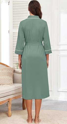 Image of PrinStory Womens Robe Long Knit Bathrobe Lightweight Soft Robes Ladies Bath Robe