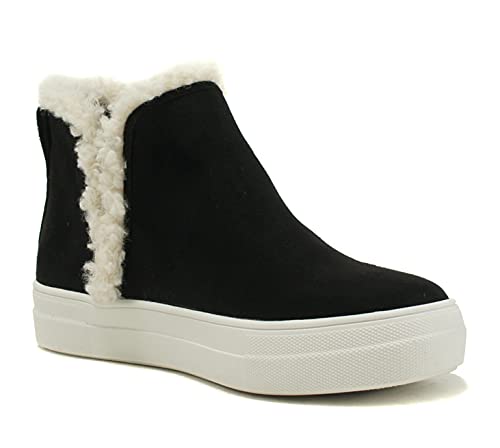 Soda Figure Women’s Faux Fur Trim Fashion High Top Slip On Sneaker Bootie2