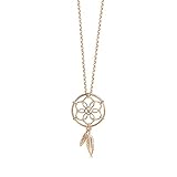 CHOW SANG SANG 18K Rose Gold 0.02 Carat (D-H Color, IF-VS Clarity) Diamond Dream Catcher Necklace for Women 91772N | 18.5', (47 CM)