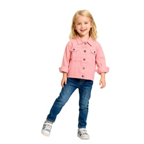 Image of A.T.U.N. (ALL THINGS UBER NICE) Trendy Girls Denim Jacket | Casual Outerwear with Full Button Front, Smart Collar & Pockets | Stylish Casual Kids Jacket for Everyday, Travel, Party & Daily Style