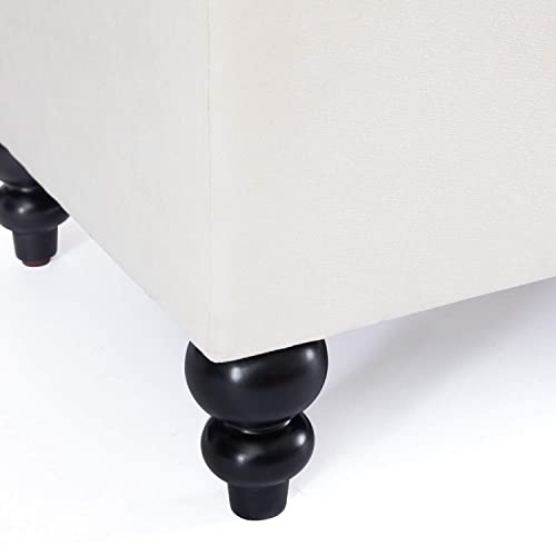 Huimo Button-Tufted Ottoman With Storage In Upholstered Fabrics, Large Storage Bench For Bedroom, Living Room, Entryway, Storage Ottoman Bench With Safety Hinge Hold Up To 300Lbs (Ivory) #TOP7