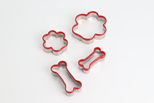 4 Pcs Dog Bone And Dog Paw Cookie Cutters, Dog Treats Cookie Cutter, Dog Bone Shapes Cutters, Homemade Dog Biscuit Treats Cutters, Coated With Soft Pvc For Protection #TOP5