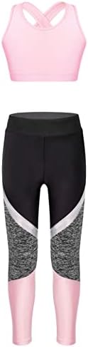 Manyakai Girls Dance Outfits Crop Tops with Leggings Summer 2Piece Tracksuit Yoga Workout Activewear Set