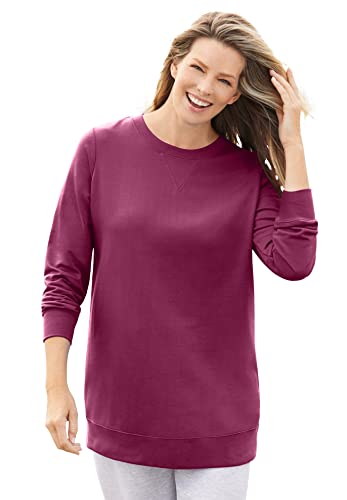 Image of Woman Within Plus Size Fleece Sweatshirt - 1X, Deep Claret