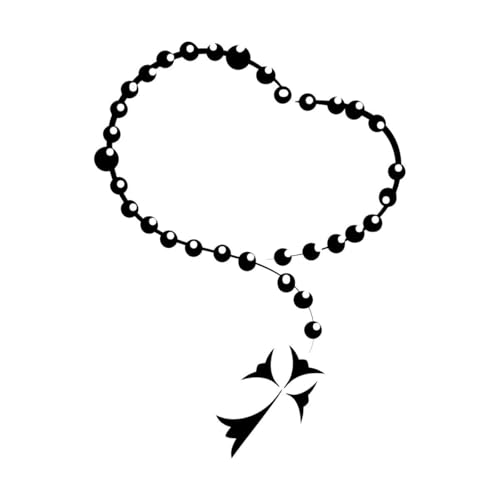 disegno di tatuaggio cristiano con un rosario Adesivi incisi 38x50.8cm Decorazione carrozzeria auto Nero