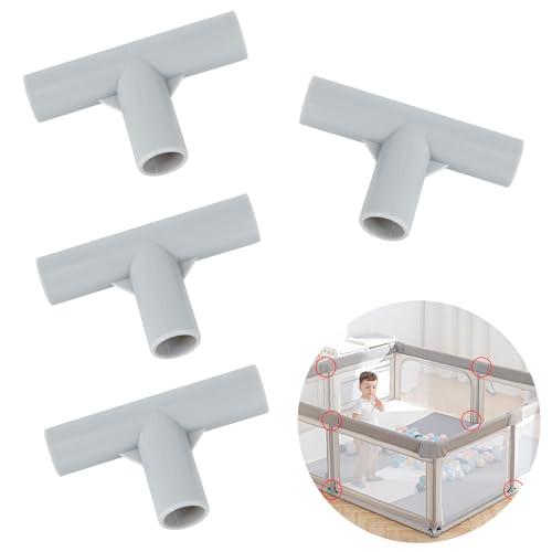 Image of T-Shaped Joint for Baby Playpen Parts, Baby Playpen Accessories for Baby Play Yard Baby Playpen Replacement Connectors, 4 Pcs Diameter1.9cm