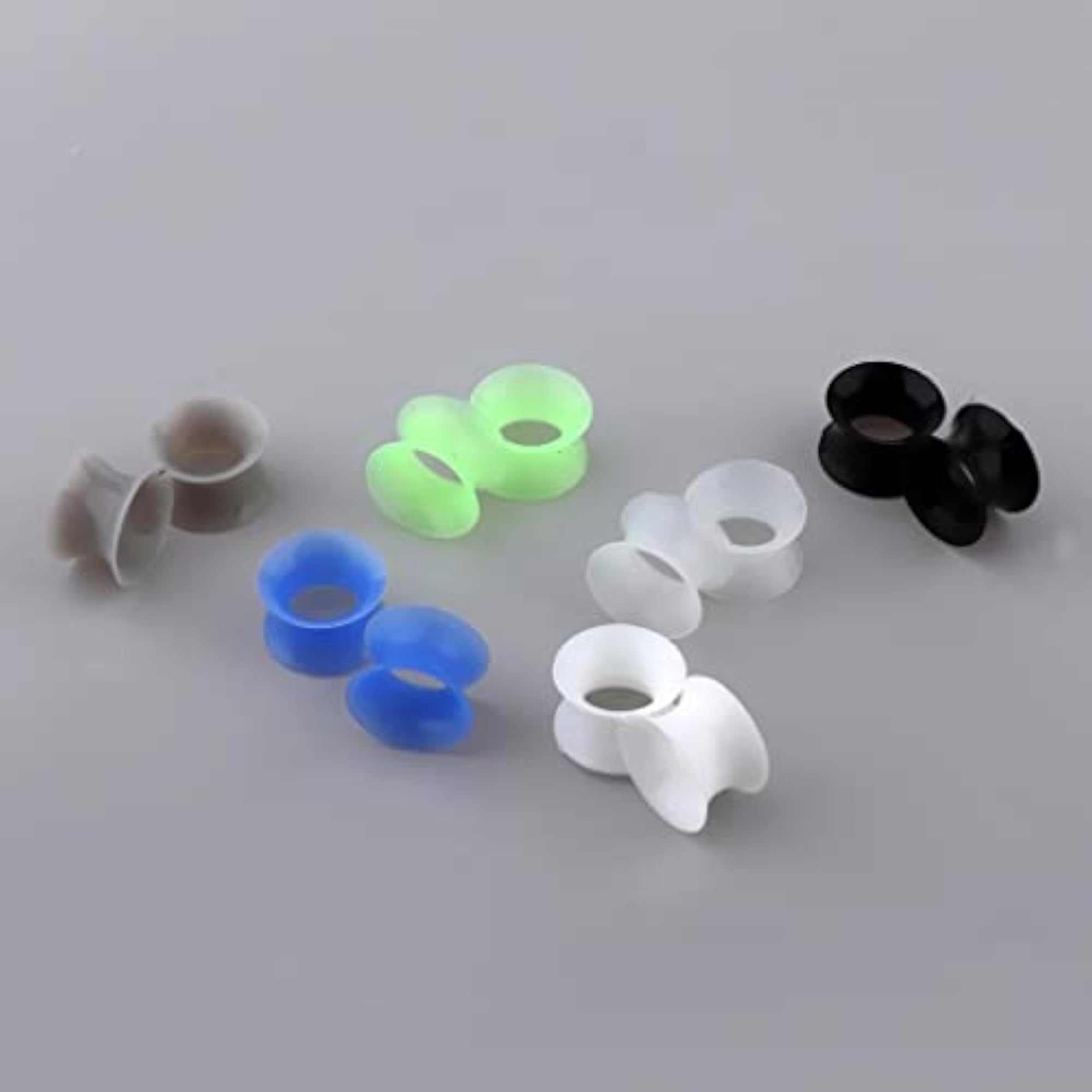 12Pcs Solid Silicone Double Flared Plug Ear Gauge Stretching Expander