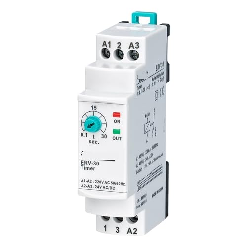 Relé de tiempo electrónico ERV-30 ajustable de 0.1 a 30 segundos alimentado por 24VDC
