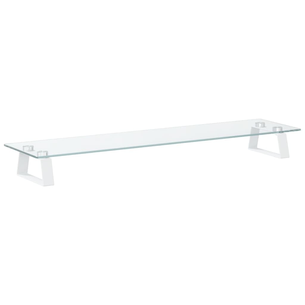 Vidaxl White Monitor Stand, Display Stand For Laptops And Monitors, Computer Stand For Home Office, Monitor Stand Riser, Tempered Glass And Metal