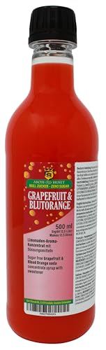 Zero Soda sin azúcar Concentrado de pomelo y naranja sanguínea | Botella de 500 ml produce 12,5 L de bebida, sin aspartamo, sin azúcar, baja en calorías, sin regusto