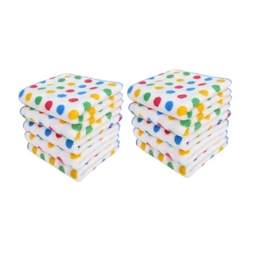 HOUDERCO Lot de 10 Torchons à Vaisselle Doux Et Absorbants 30x30cm en Microfibre à Pois, Chiffons Multifonction Non Pelucheux pour Nettoyage La Cuisine, Essuyage Vaisselle Et Surfaces Domestiques