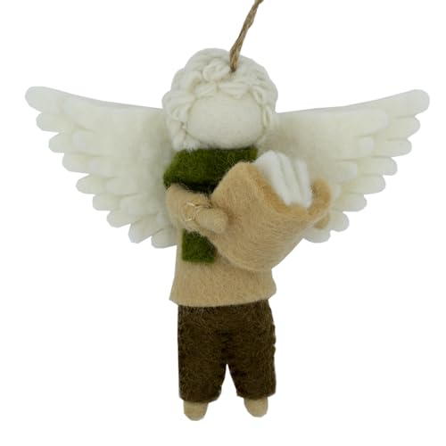 5.9 inch Felt Angel Ornament, Wool Felted Angel with Wing & Book, Christmas Felting Ornaments Mini Hanging Wool Angel Figurines, Handmade Crafts Xmas Tree Holiday Easter Gifts Home Office Party Decor