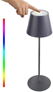 uuffoo Rechargeable Table Lamp, Cordless LED Desk Lamp, Dimmable Touch Sensor Lamp Warm White Light & RGB Color Changing Bedside Lamp with Touch Switch for Indoor Outdoor Grey