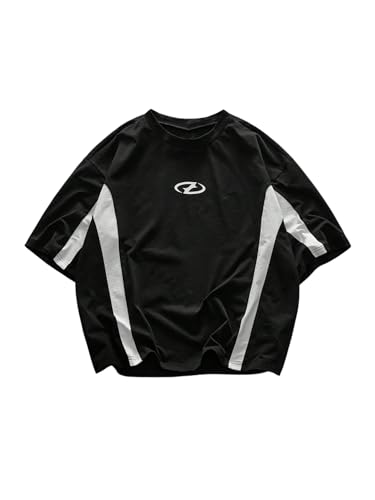 SOLY HUX Men's Short Sleeve T Shirts Streetwear Color Block Graphic Tees Unisex Casual Summer Tops