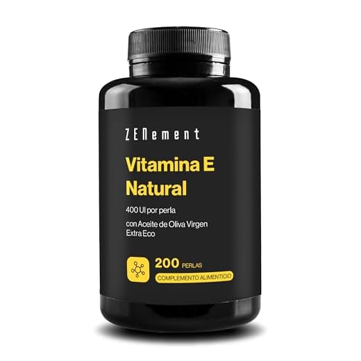 Vitamina E Natural - 400 UI, (D-Alfa-Tocoferol), 200 Perlas | con Aceite de Oliva Virgen Extra Ecológico Español | Antioxidante y Antiedad | Zenement