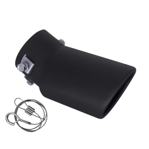 tpnidaii 車外用品 下向き式 マフラーカッター 排気管 エキゾーストチップ マフラー パイプ テールパイプ径38-53mm適応 口径2.5インチ 斜めカット 外装 パーツ ドレスアップ カスタム ステンレス製 脱落防止ワイヤー付き (ブラック)