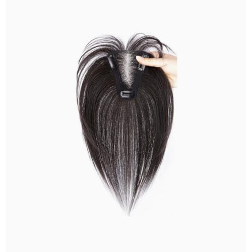 部分ウィッグ 女性用 人毛 医療用ウィッグ 頭頂部 ヘアピース 自然 前髪ウィッグ T型タイプ 薄型かつら ポイントウィッグ もみあげ付きウィッグ レディース用ウィッグ かつら 白髪かくし 日常生活 装着簡単 feibin (ブラック, 中わけタイプ)
