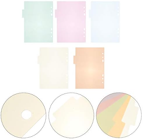 NUOBESTY 10pcs Plastic Binder Index Dividers A5 Index Tabs Multicolored Poly Dividers with 6 Ring for Office Leather Journal Notebooks