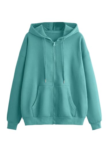 Image of Tagas Unisex Cotton Blend Solid Color Loose Fit Long Sleeve Drawstring and Zip Casual Hoodie| Zip Up Hoodie| Sweatshirt
