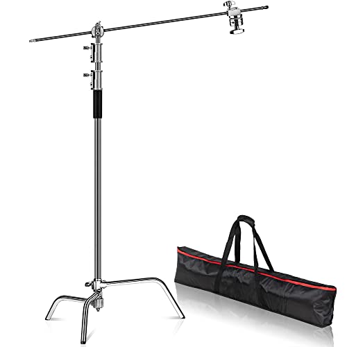 Image of Pro C Stand with Boom Arm, Heavy Duty Light Stand for Photography Studio Video Reflector, Monolight, Softbox and Other Equipment