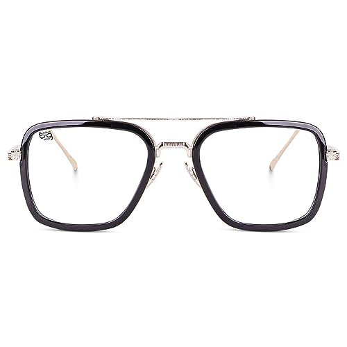 Image of UV Protection | blue light block glasses for computer | anti Glare | Iron man | Tony stark | Spectacle frame for Men & Women | Metal frame with clear glass