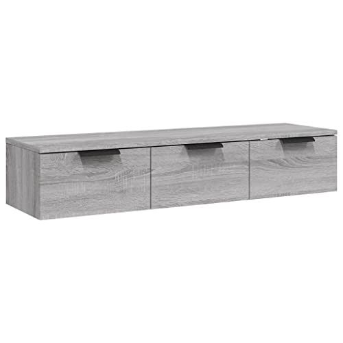 vidaXL Armario de Pared Mueble Aparador Salón Sala Tocador Estante Consola Dormitorio Auxiliar Almacenamiento Madera Contrachapada Gris Sonoma