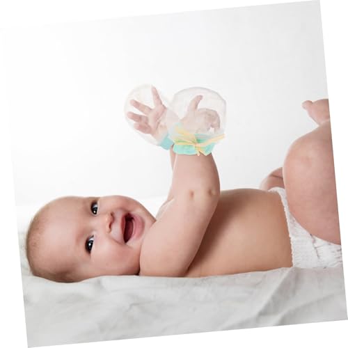 2Pairs Adjustable Ice Silk Mittens Breathable Scratch Gloves for Newborns Compact Mitten Yellow and Green for Summer Use4
