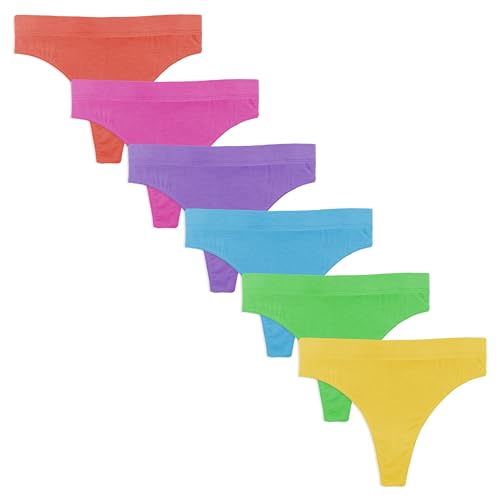 Sexy Basics Women's Sport Thong | 6 & 12 Pack | Hi Waisted Ultra Soft Seamless Any Wear Bikini Underwear