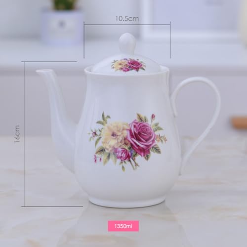 Image of European Style Porcelain Teapot, Coffee Tea Water Pot Vintage Ceramic Kettle (50oz)