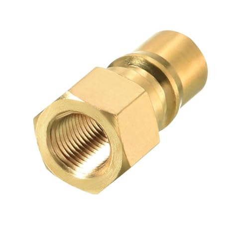 Image of YOKIVE Hydraulic Quick Connect Male Couplers, Brass Pipes | Fitting Plug Adapter Great for Constructions Agriculture (Gold Tone, 1 /8PT Plug)