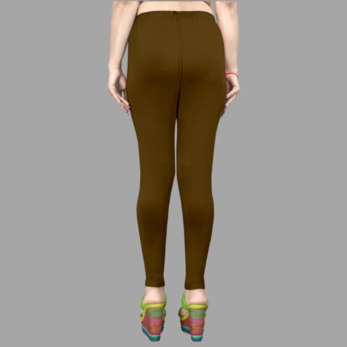 Image of Women's Solid Mid Rise Slim Fit Ankle Length Leggings - Comfortable and Stylish Yoga Pants for Workout, Running and Everyday Wear