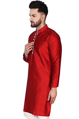 Image of Amazon Brand - Anarva Men's Indian Art Silk Casual Kurta for Wedding