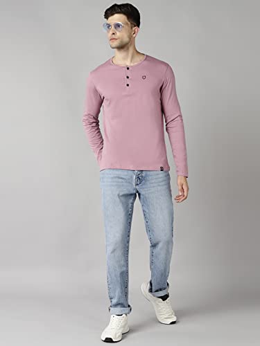 Image of Urbano Fashion Men's Solid Henley Neck Slim Fit Full Sleeve Cotton T-Shirt