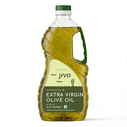 Image of Jivo Extra Virgin Olive Oil 2 Litre | Imported from Spain | MUFA-Rich Olive Oil | Vitamin E Fortified | Low in Saturated Fat | Ideal for Salads, Dressings, Soups, Dips & Marinades