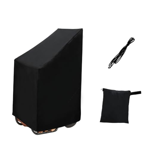 UCARE Firewood Log Cart Cover Waterproof Outdoor Snowproof Rolling Firewood Cart Racks Cover Protector 600D Oxford Outdoor Wood Rack Storage Mover Cover Black 21x25x38in