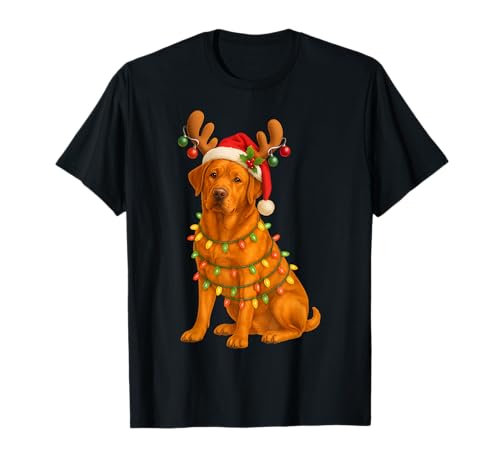 Image of Fox Red Lab Christmas Tree Light Pajama Labrador Dog T-Shirt