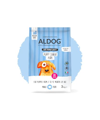 Pienso monoproteico para perros y cachorros, alimento para perros cachorros de todas las tallas y razas, N. Puppy-Junior Pork pienso medio/grande, 1 paquete de 3 kg, 1 x 3 kg.