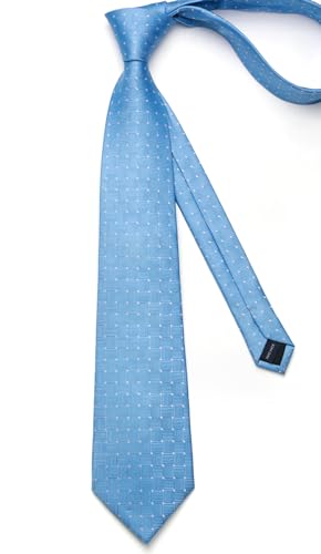 Image of Enlision Ties for Men Plaid Stripe Tie Handkerchief Woven Classic Formal Necktie Pocket Square Clip Set