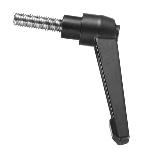 Image of uxcell Adjustable Clamping Lever Handle M8 x 25mm Metric 304 Stainless Steel Male Threaded Stud Hand Knobs Push Button Ratchet Rotating Screw Handles Bolts with Locking Lever Black