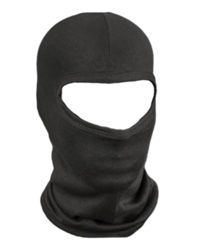 100% Cotton Balaclava Face Mask, UV Protection, Helmet Friendly, Light Weight Black
