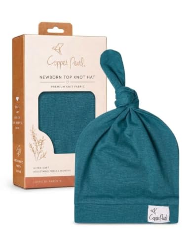 Copper Pearl Baby Beanie Hat Top Knot Stretchy Soft Steel