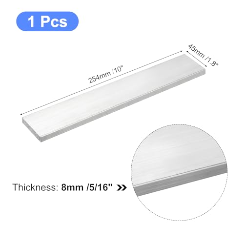 Image of uxcell Square Aluminum Flat Bar, 5 /16 inch Thick 1.8 inch Width 10 inch Length Square Aluminum Bar 6061 Aluminum Flat Plate, 8 x 45 x 254mm T6511 Solid New Mill Stock for Industrial Building