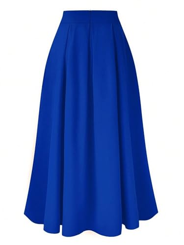 Women's 2025 Summer Casual Long Skirts Elegant Solid Color High Waist Skirt2